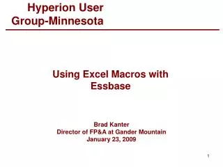 Using Excel Macros with Essbase