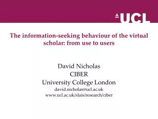 The information-seeking behaviour of the virtual scholar: from use to users