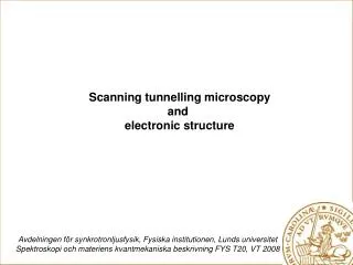 Scanning tunnelling microscopy and electronic structure