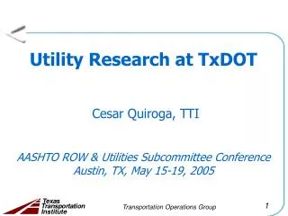 Utility Research Plan at TxDOT