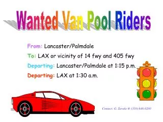 Wanted Van Pool Riders