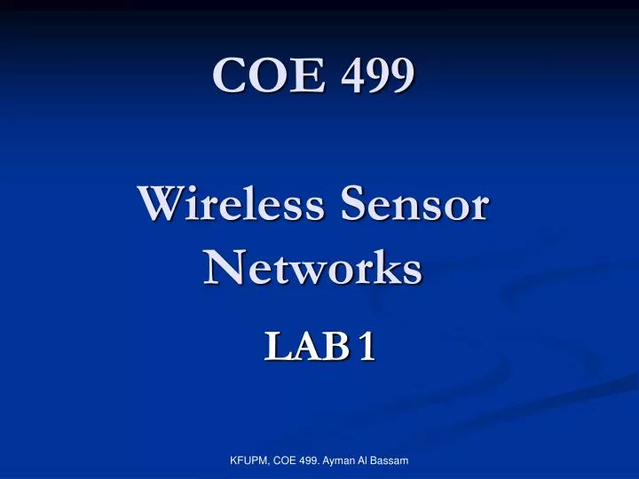coe 499 wireless sensor networks