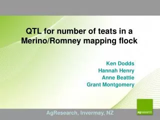 QTL for number of teats in a Merino/Romney mapping flock