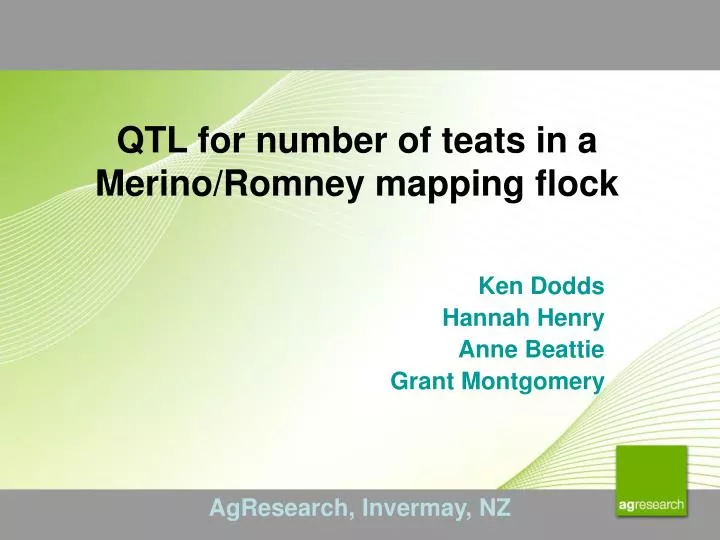 qtl for number of teats in a merino romney mapping flock