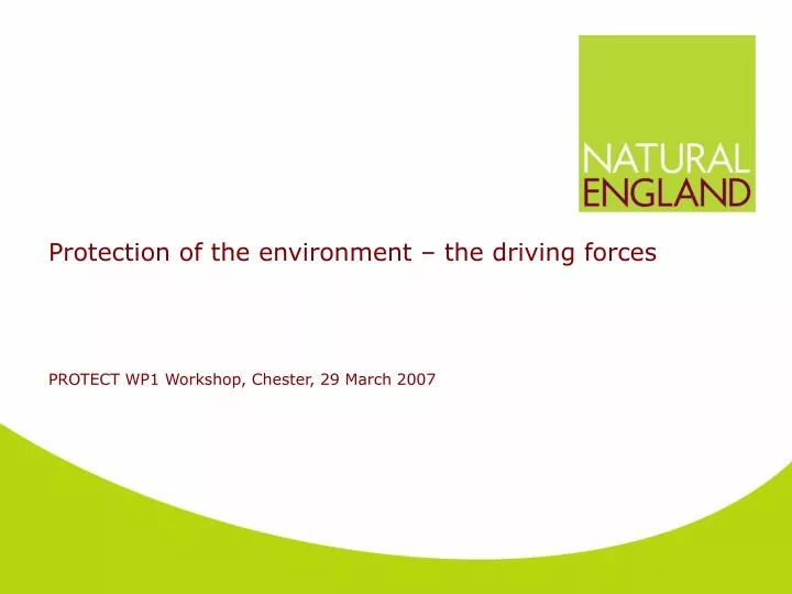 protection of the environment the driving forces
