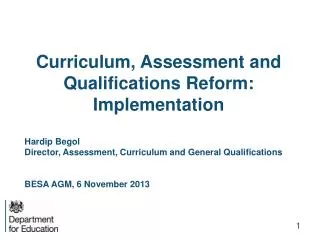 Curriculum, Assessment and Qualifications Reform: Implementation