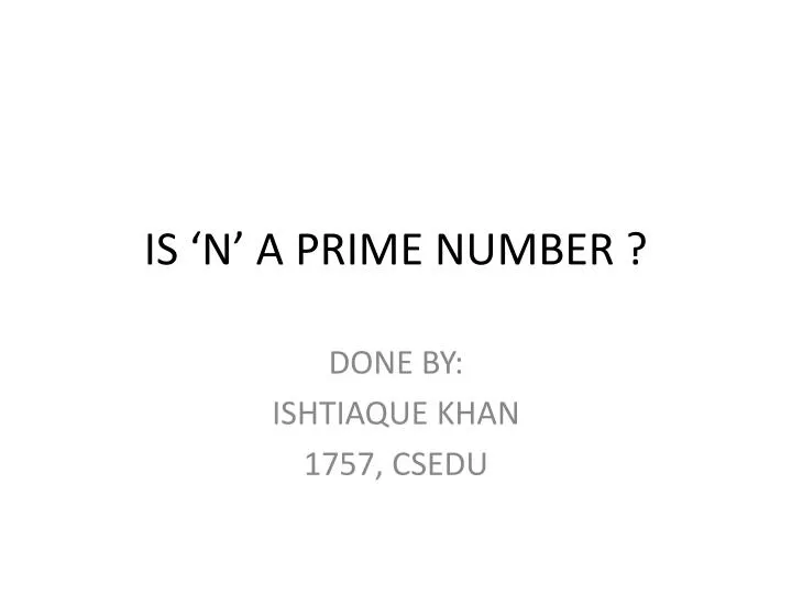 is n a prime number