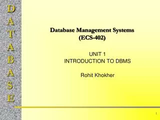 Database Management Systems (ECS-402)
