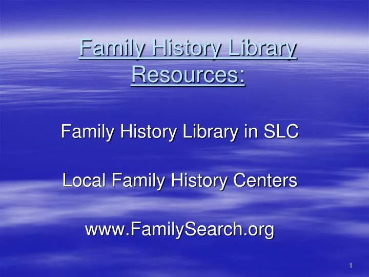 family history library resources