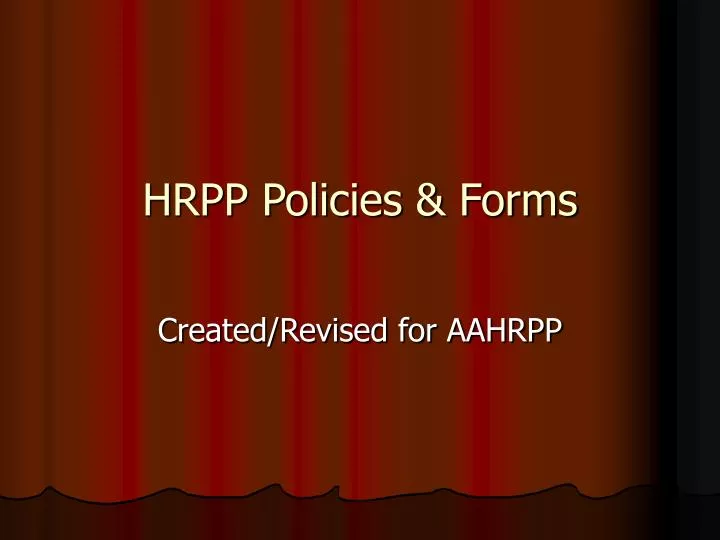 hrpp policies forms