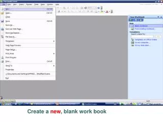 Create a new , blank work book