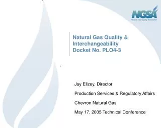 Natural Gas Quality &amp; Interchangeability Docket No. PLO4-3