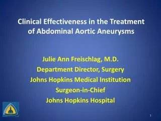 Clinical Effectiveness in the Treatment of Abdominal Aortic Aneurysms