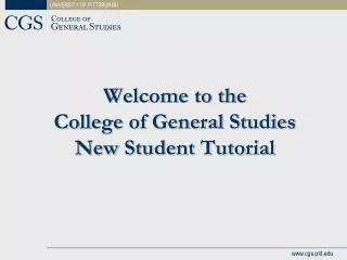 Welcome to the College of General Studies New Student Tutorial