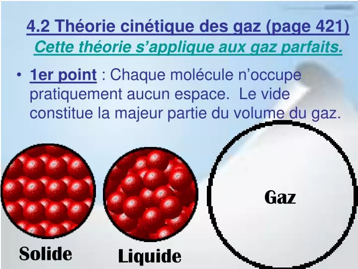 4 2 th orie cin tique des gaz page 421 cette th orie s applique aux gaz parfaits