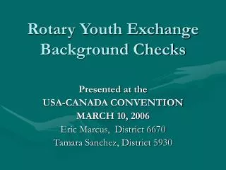 Rotary Youth Exchange Background Checks