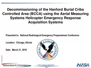 Presented to: National Radiological Emergency Preparedness Conference