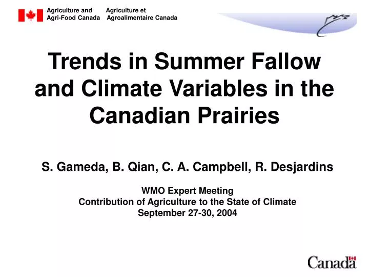 trends in summer fallow and climate variables in the canadian prairies