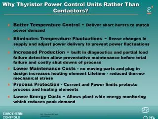 Why Thyristor Power Control Units Rather Than Contactors?