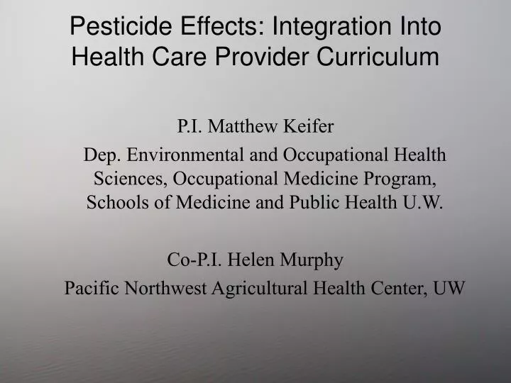 pesticide effects integration into health care provider curriculum