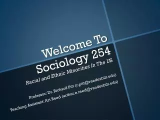 Welcome To Sociology 254