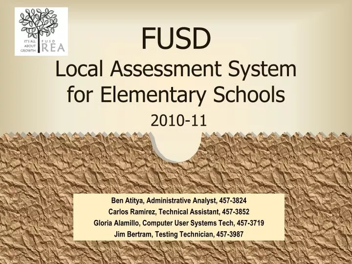 fusd local assessment system for elementary schools 2010 11
