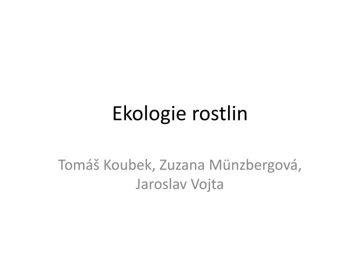 ekologie rostlin