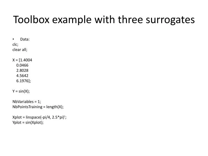 toolbox example with three surrogates