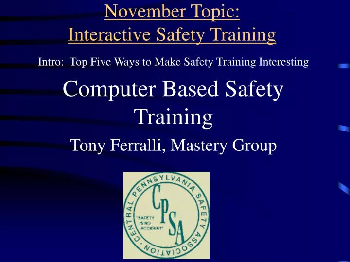november topic interactive safety training