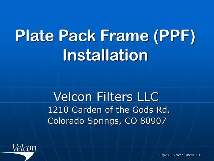 plate pack frame ppf installation