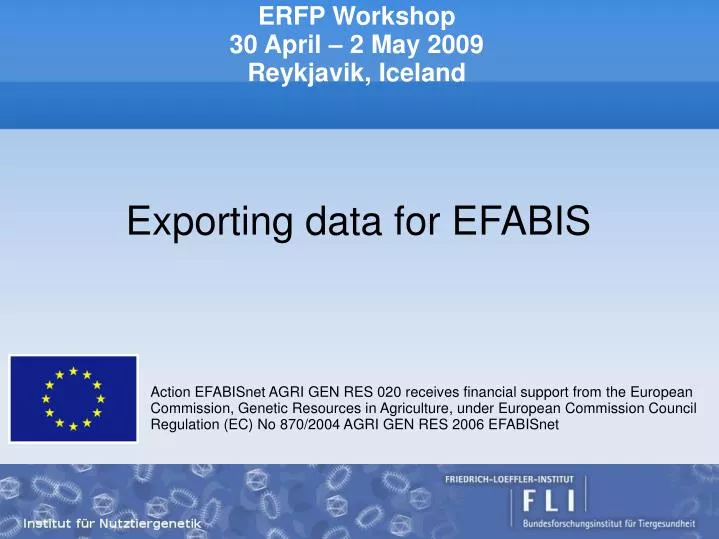 exporting data for efabis