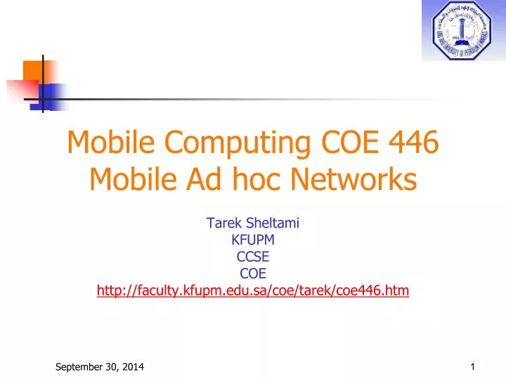 mobile computing coe 446 mobile ad hoc networks