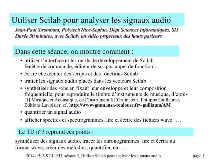 utiliser scilab pour analyser les signaux audio