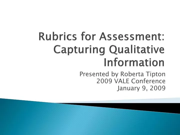 rubrics for assessment capturing qualitative information