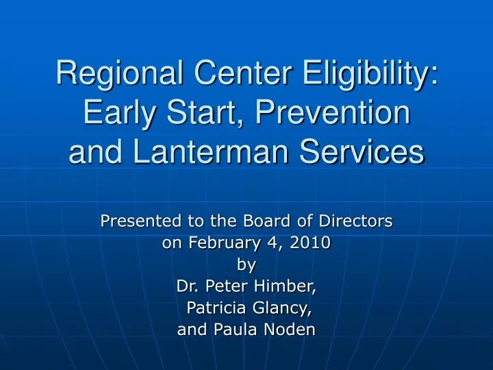 regional center eligibility early start prevention and lanterman services