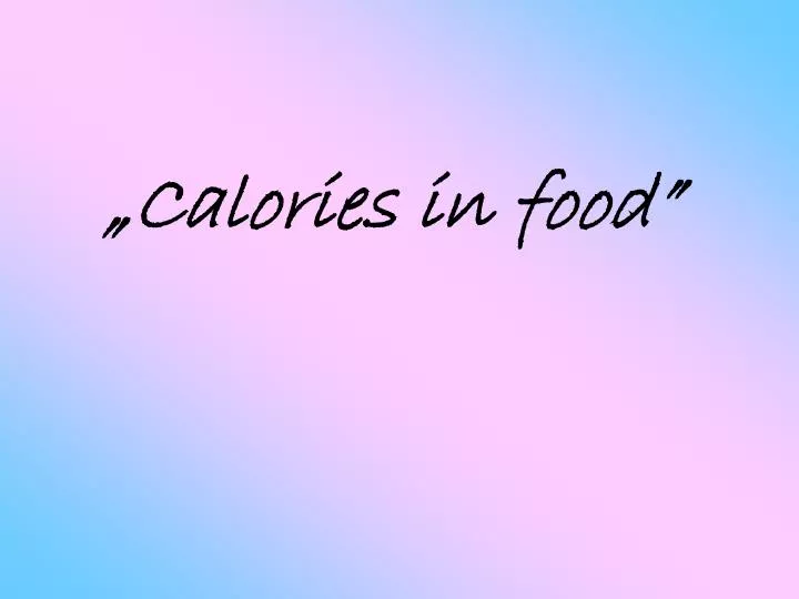 calories in food