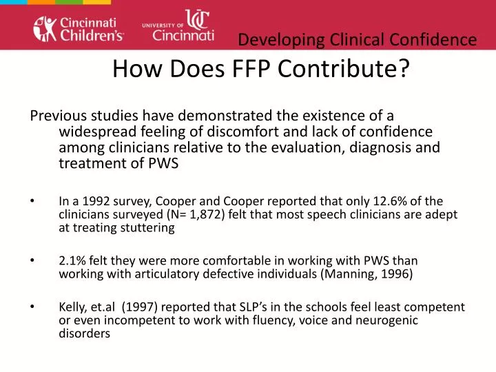 developing clinical confidence how does ffp contribute