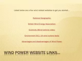 Wind power website links...