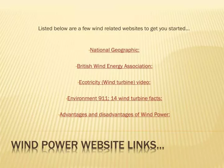 wind power website links