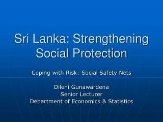 Sri Lanka: Strengthening Social Protection