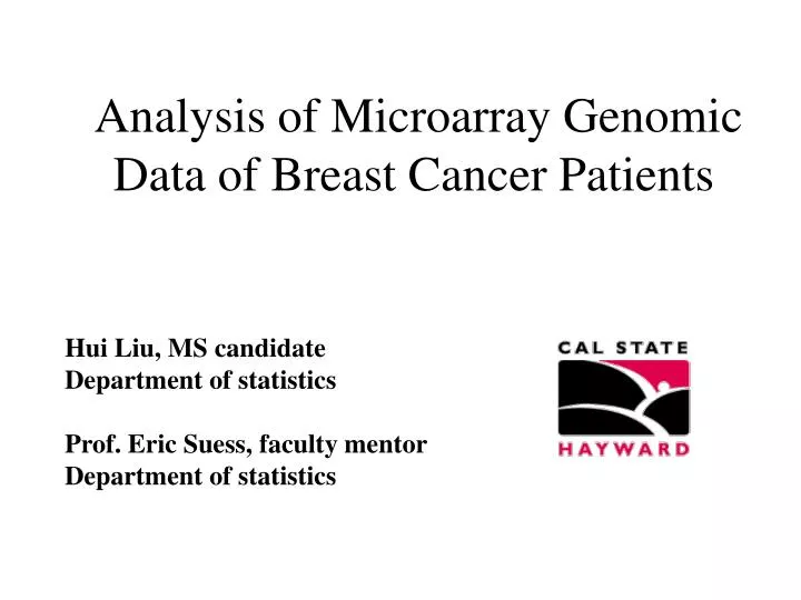 analysis of microarray genomic data of breast cancer patients