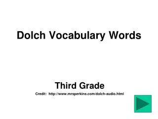 Dolch Vocabulary Words