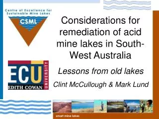 Considerations for remediation of acid mine lakes in South-West Australia Lessons from old lakes