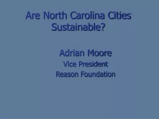 Are North Carolina Cities Sustainable?