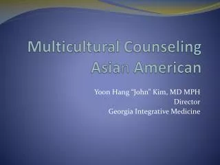 Multicultural Counseling Asia n American