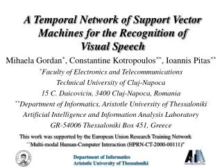 A Temporal Network of Support Vector Machines for the Recognition of Visual Speech