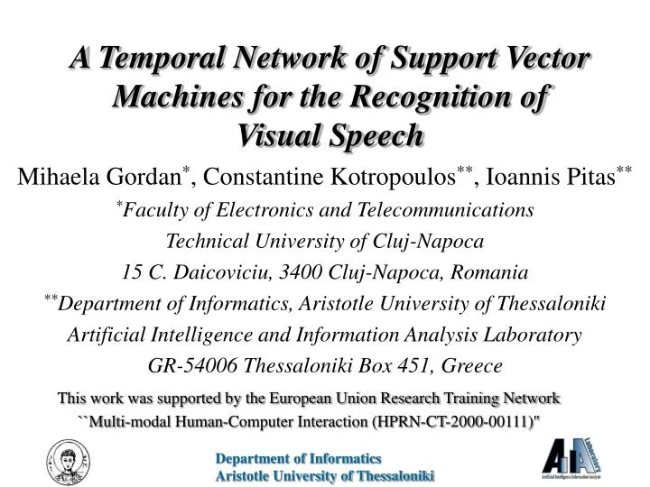 a temporal network of support vector machines for the recognition of visual speech
