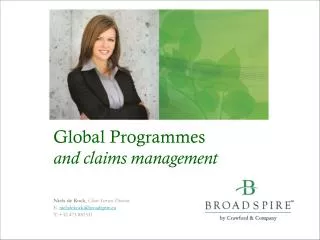 Global Programmes and claims management