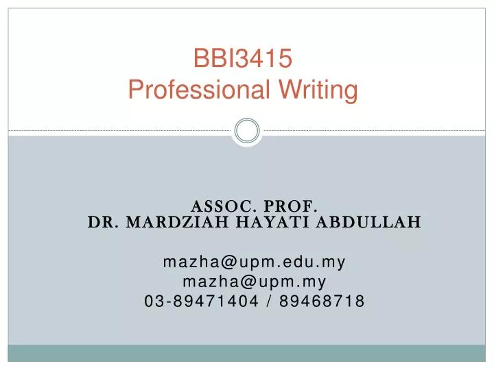 bbi3415 professional writing