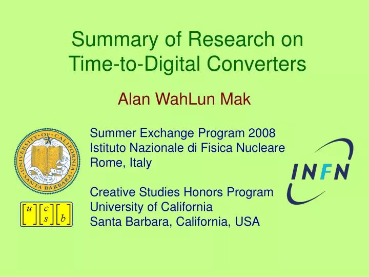 summary of research on time to digital converters